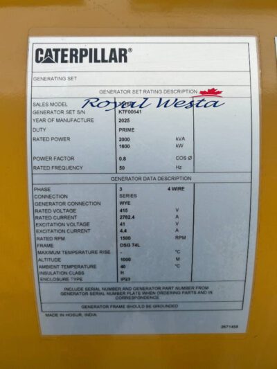 AI78031025CAT 3516B - 2.250 kVA Generator, Royalwesta (5)